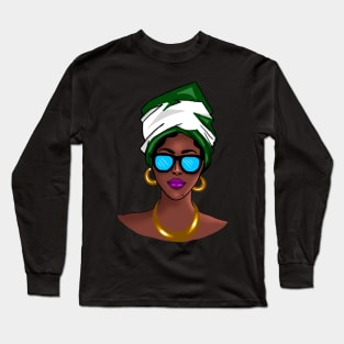 African women with Nigeria flag headscarf Long Sleeve T-Shirt